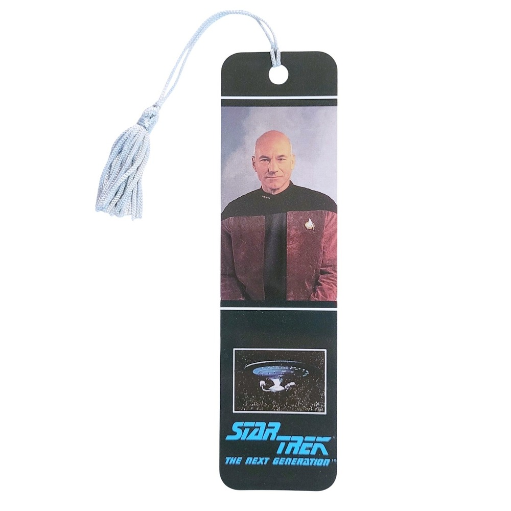 Vintage 90s Star Jean-Luc Picard Bookmark Patrick Stewart, 1991 Antioch KB 0832X